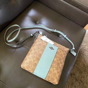 Coach Crossbody Bag in Brown and Blue NWT